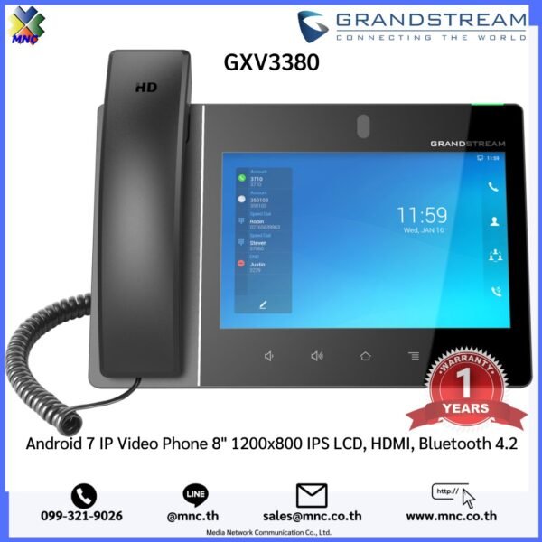 Grandstream รุ่น GXV3380 Android 7 IP Video Phone 8" 1200x800 IPS LCD, HDMI, Bluetooth 4.2