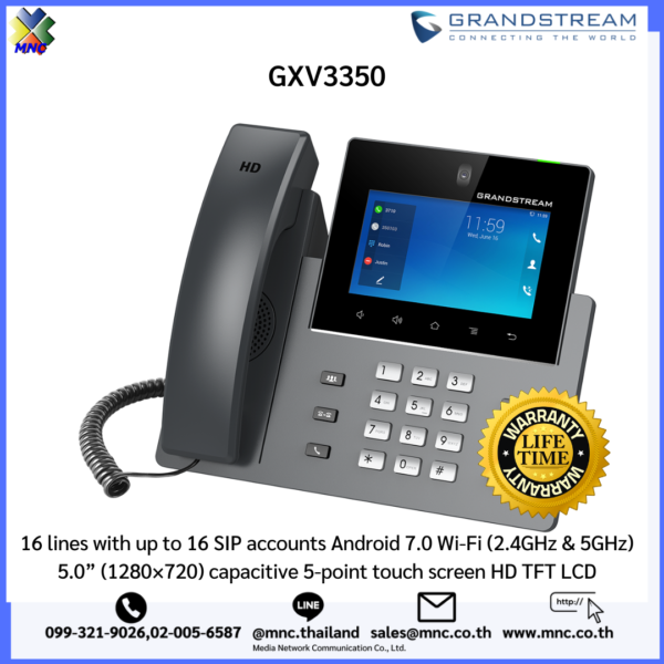 GXV3350, 16 lines with up to 16 SIP accounts,6-way audio conferencing & 3-way 720p 30fps HD video conferencing capability - Image 3