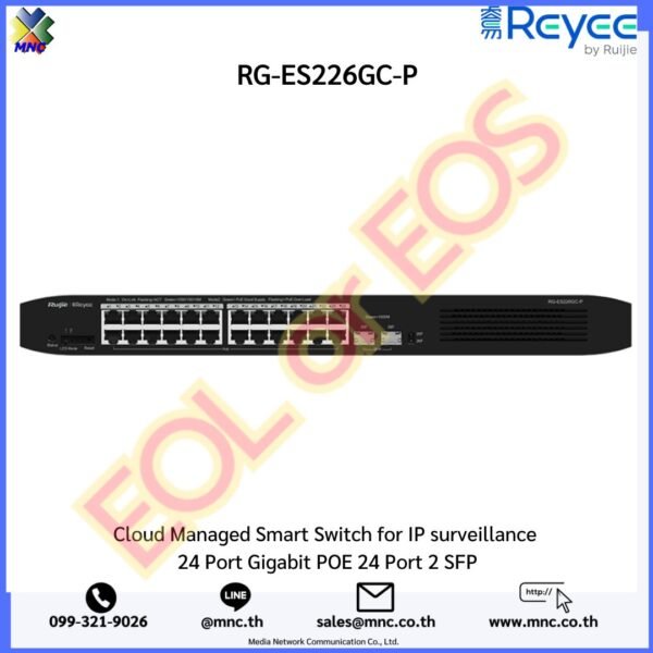 RG-ES226GC-P Cloud Managed Smart Switch for IP surveillance 24 Port Gigabit POE 24 Port 2 SFP