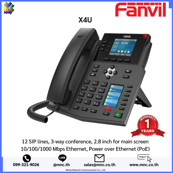 X4U, Fanvil 3Line IP Phone 10/100/1000Mbps PoE - Image 2