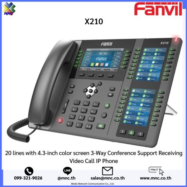 Fanvil รุ่น X210 20 lines with 4.3-inch color screen 3-Way Conference Support Receiving Video Call IP Phone