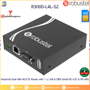 Robustel R3000-Lite Industrial Dual-SIM 4G/LTE Router with 1 x LAN & DB9 Serial RS-232 & RS-485