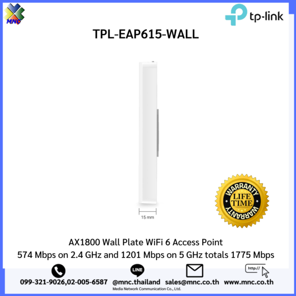 EAP615-Wall, TP-LINK AX1800 Wall Plate WiFi 6 Access Point - Image 2