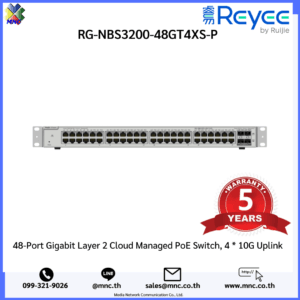 RG-NBS3200-48GT4XS-P, Reyee 48-Port L2 Managed POE 10G Switch, 48 Gigabit RJ45 POE/POE+ Ports,4 *10G SFP+ Slots