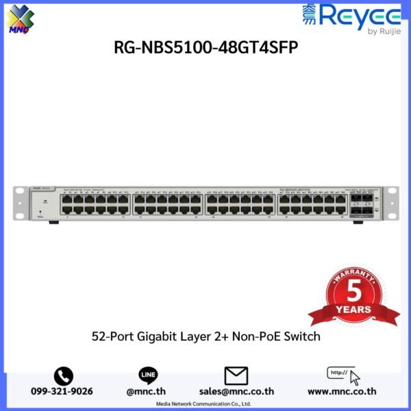 RG-NBS5100-48GT4SFP 52-Port Gigabit Layer 2+ Non-PoE Switch