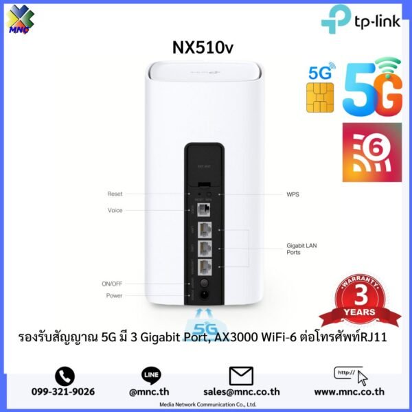 รองรับสัญญาณ 5G มี 3 Gigabit Port, AX3000 WiFi-6 ต่อโทรศัพท์RJ11