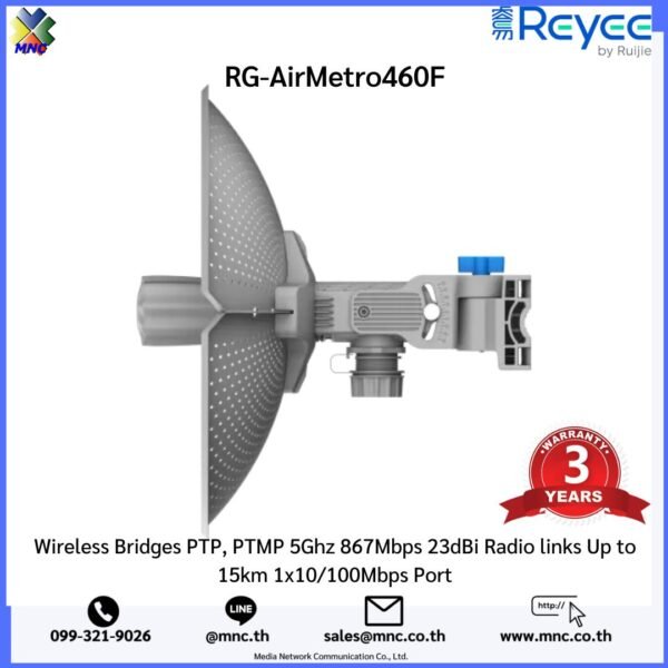 RG-AirMetro460F Wireless Bridges PTP, PTMP 5Ghz 867Mbps 23dBi Radio links Up to 15km 1x10/100Mbps Port