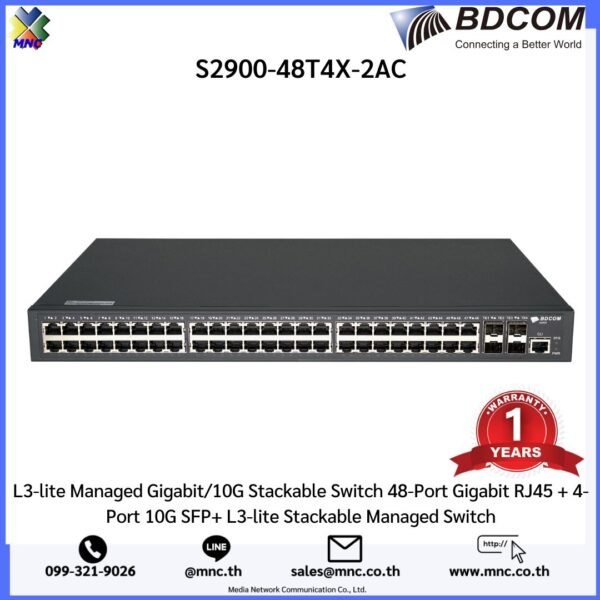 L3-lite Managed Gigabit/10G Stackable Switch 48-Port Gigabit RJ45 + 4-Port 10G SFP+ L3-lite Stackable Managed Switch