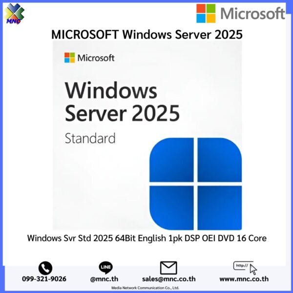 Windows Svr Std 2025 64Bit English 1pk DSP OEI DVD 16 Core