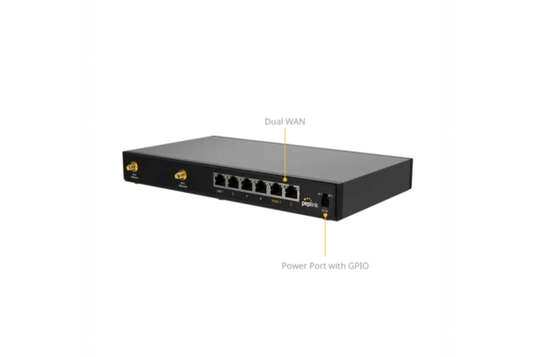 Peplink B One spec sheet back — antenna connectors