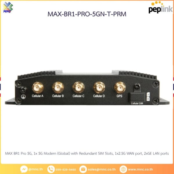 PEPLINK MAX BR1 Pro 5G, 1x 5G Modem with Redundant SIM Slots , 1x Ethernet WAN (can act as a LAN port if needed), 2x2 MIMO Simultaneous Dual-Band, Wi-Fi 6, 1Gbps Router Throughput, Full antenna set