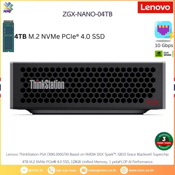 30KL000GTA, Lenovo ThinkStation PGX AI Workstation NVIDIA GB10 128GB 4TB (DGX Spark)