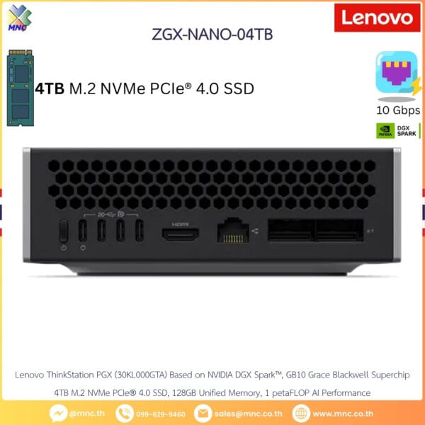 30KL000GTA, Lenovo ThinkStation PGX AI Workstation NVIDIA GB10 128GB 4TB (DGX Spark)