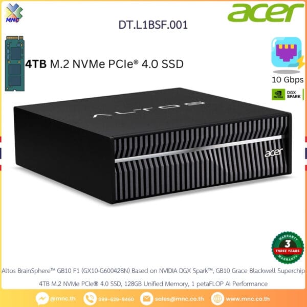 DT.L1BSF.001, Acer Altos BrainSphere GB10 F1 AI Workstation NVIDIA GB10 128GB 4TB (DGX Spark)
