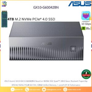GX10-G60042BN, ASUS Ascent GX10 สถานี AI ซูเปอร์คอมพิวเตอร์ NVIDIA GB10 128GB 4TB (DGX Spark)